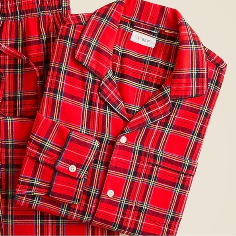NWOT j crew Flannel pajama top Vintage Red Multi